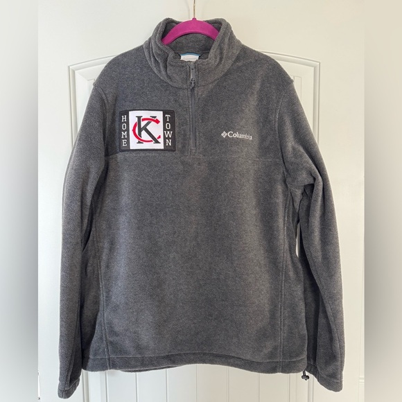 Columbia Men’s Gray Fleece Quarter Zip with KC Home Town Patch - Picture 1 of 8